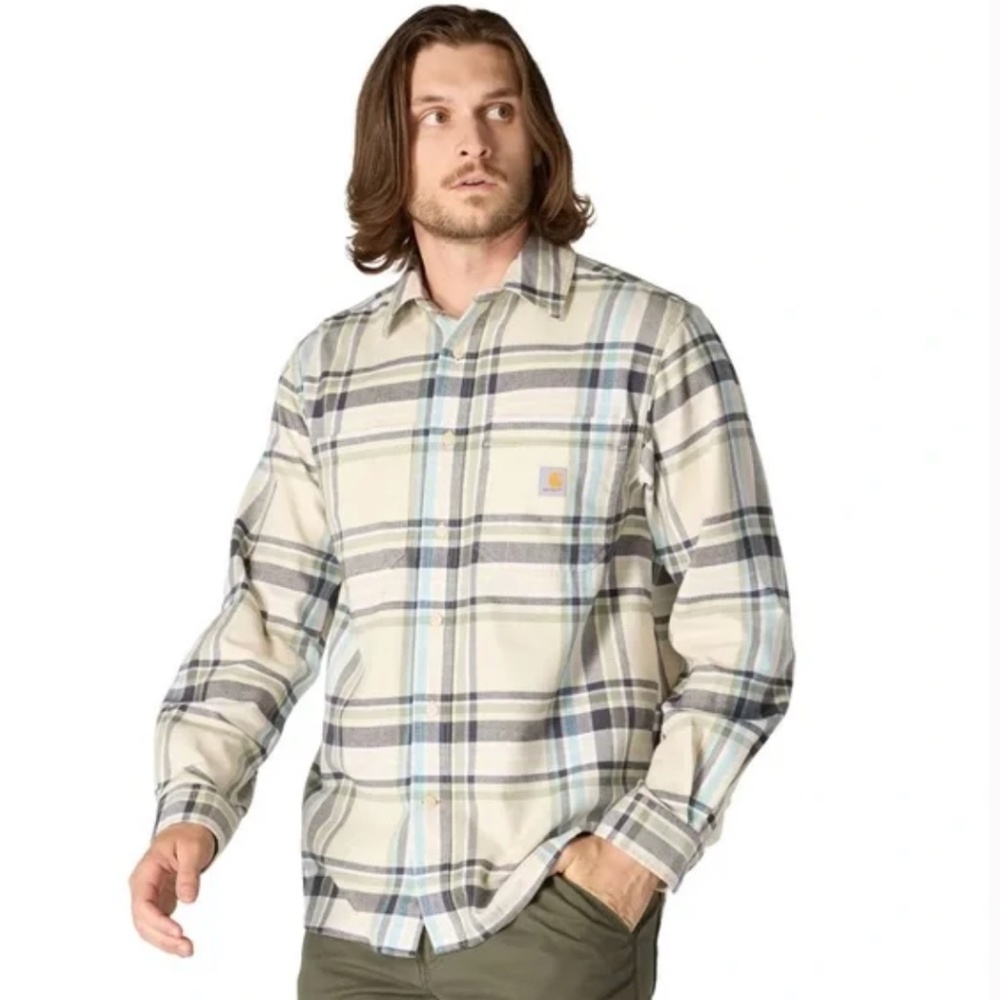 NWT Carhartt Men's Small Flannel Shirt Rugged Flex Fit Long-Sleeve Plaid NEW